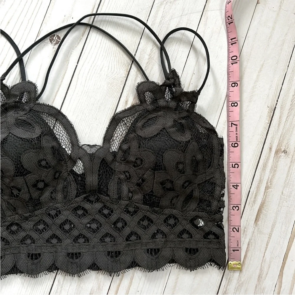 Floral Padded Lace Brawlette in Dark Charcoal Grey Color (almost black) - Picture 8 of 8